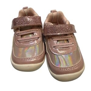 Stride Rite 360 Natasha Pink Toddler‎ Girls Hook and Loop Glitter Shoes Size 3M